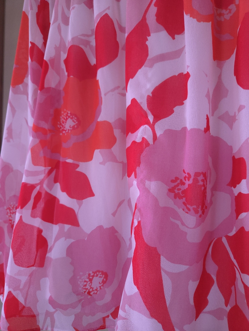 Marciano | Off-Shoulder Floral Blouse Pink Coral Romantic Top, Size XS - Picture 5 of 8